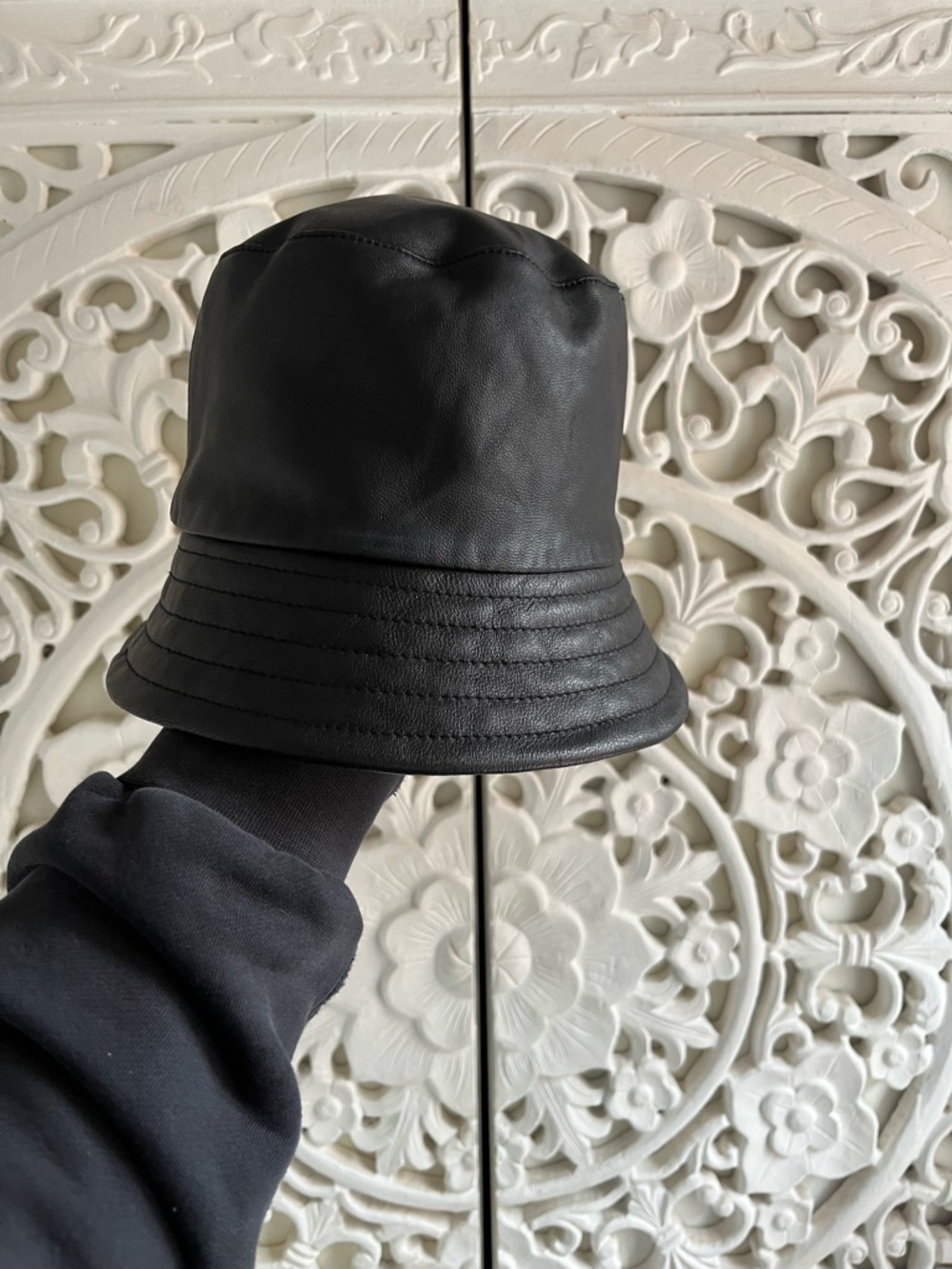 Danier Lamb Leather Bucket Hat Black XS/S Minimalist Luxury